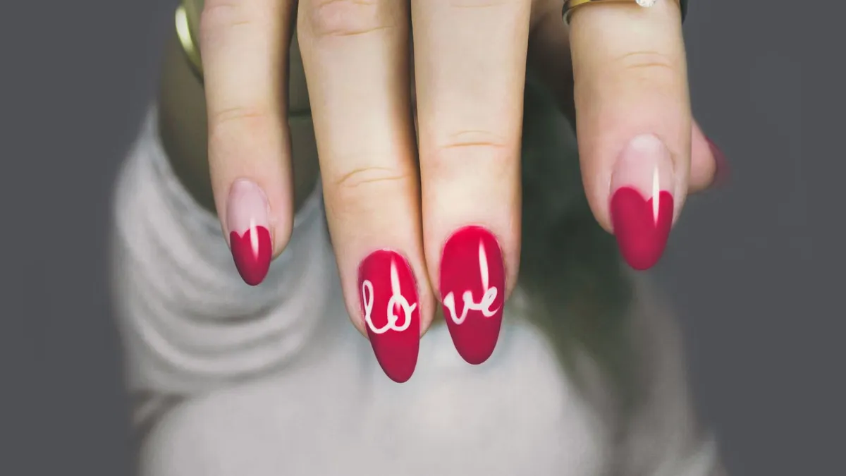 Soft rose gradient with three minimalist nail polish bottle shapes