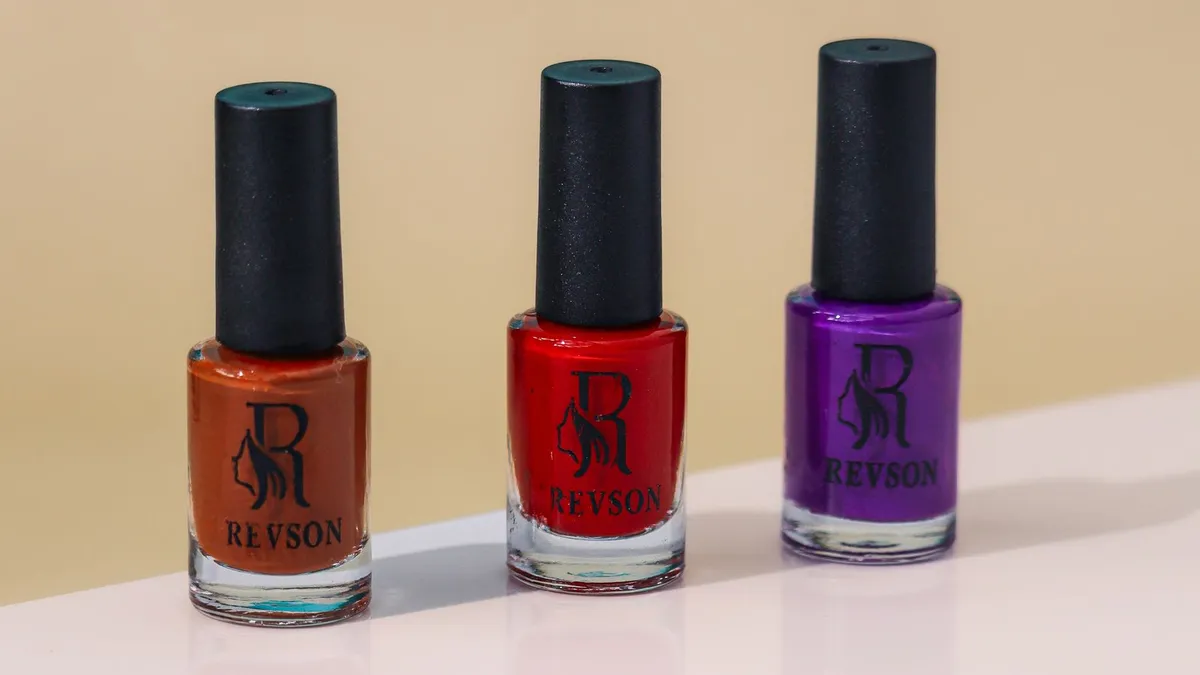 Soft sage gradient with three minimalist nail polish bottle shapes